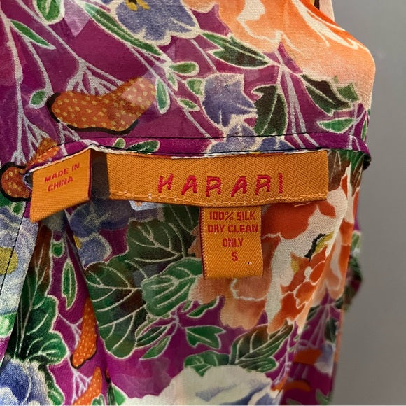 Harari 100% Silk Sheer Floral Duster Sz-Small