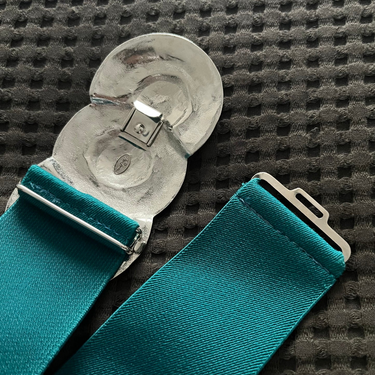 Green With 3 Silver Circle Stretch Belt