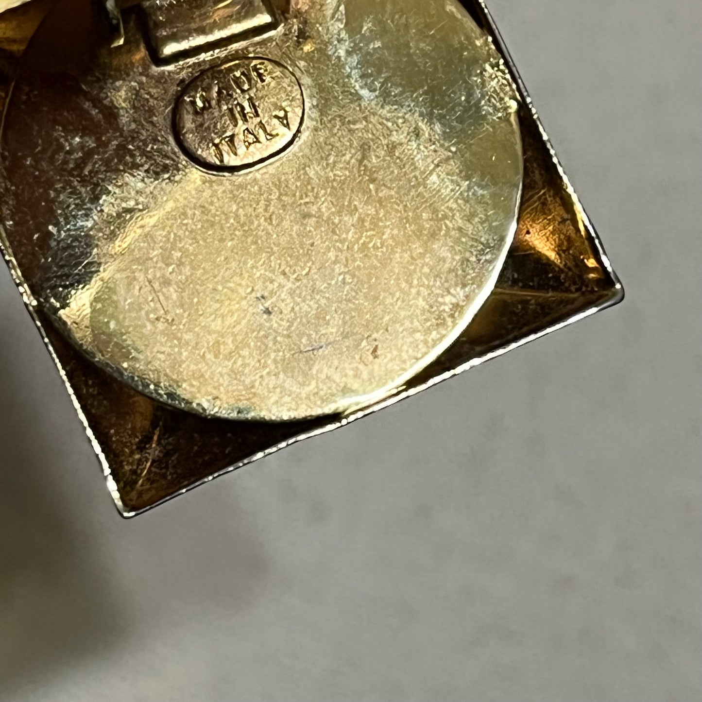 Gold With Black Square Made In Italy Clip On Earrings