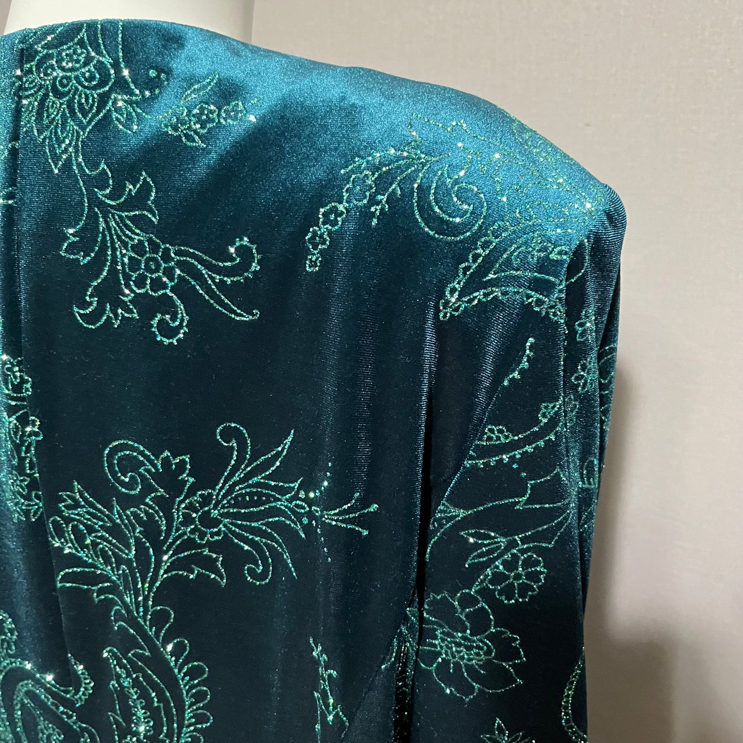 R&M Richards Green Velour Sequin Blazer 2 Pc Dress Set Sz-18 #24