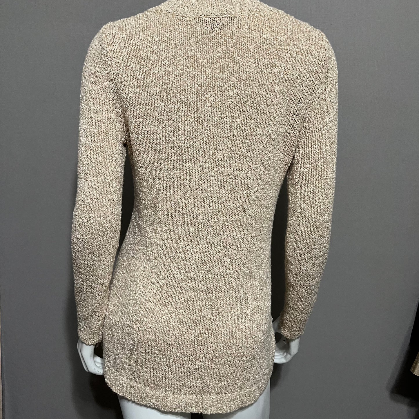 Doncaster Cotton Blend Gold Sparkly V-Neck Sweater Sz-Small