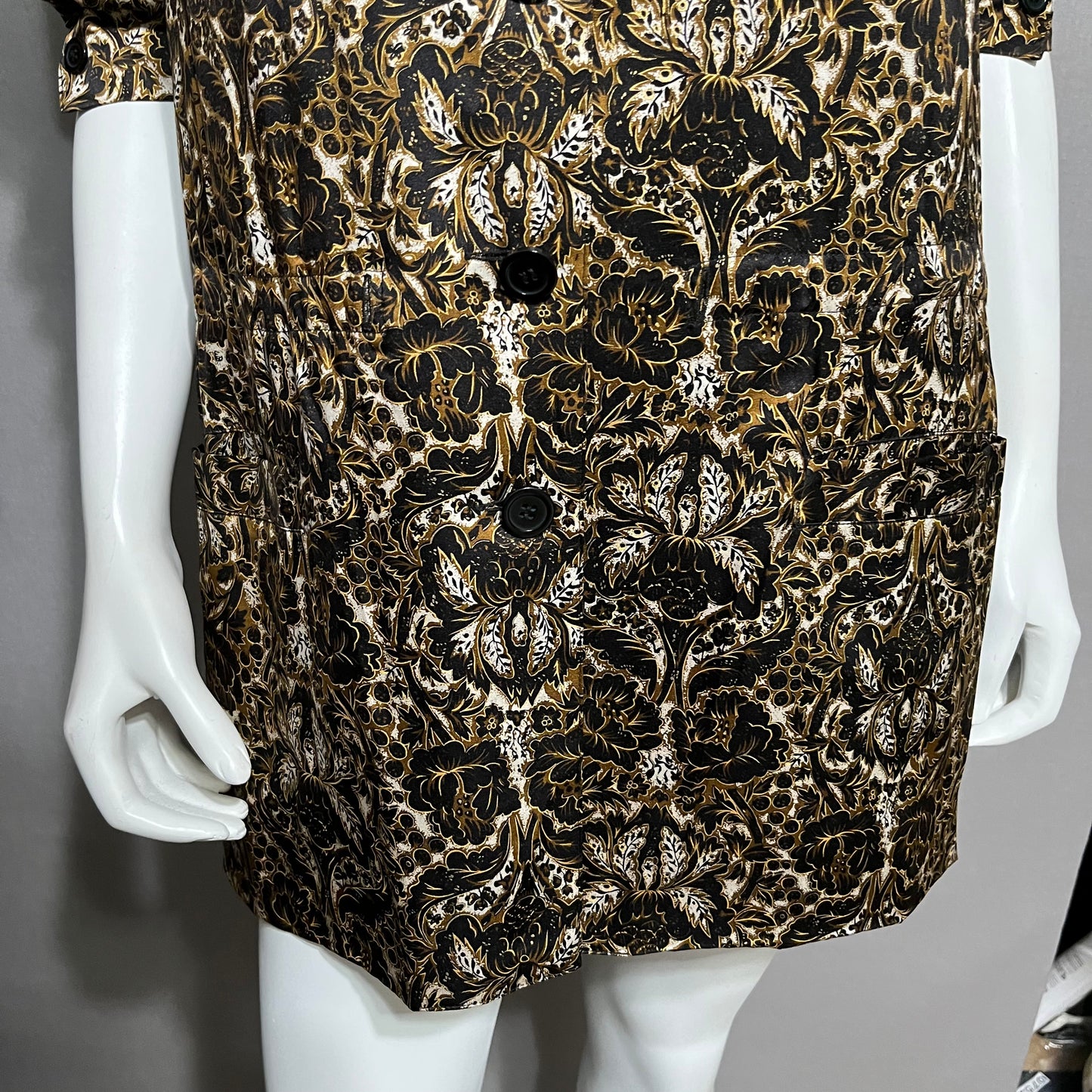 Vintage Austin Reed 100% Silk Brown | Black | Gold Floral Blazer Sz-10