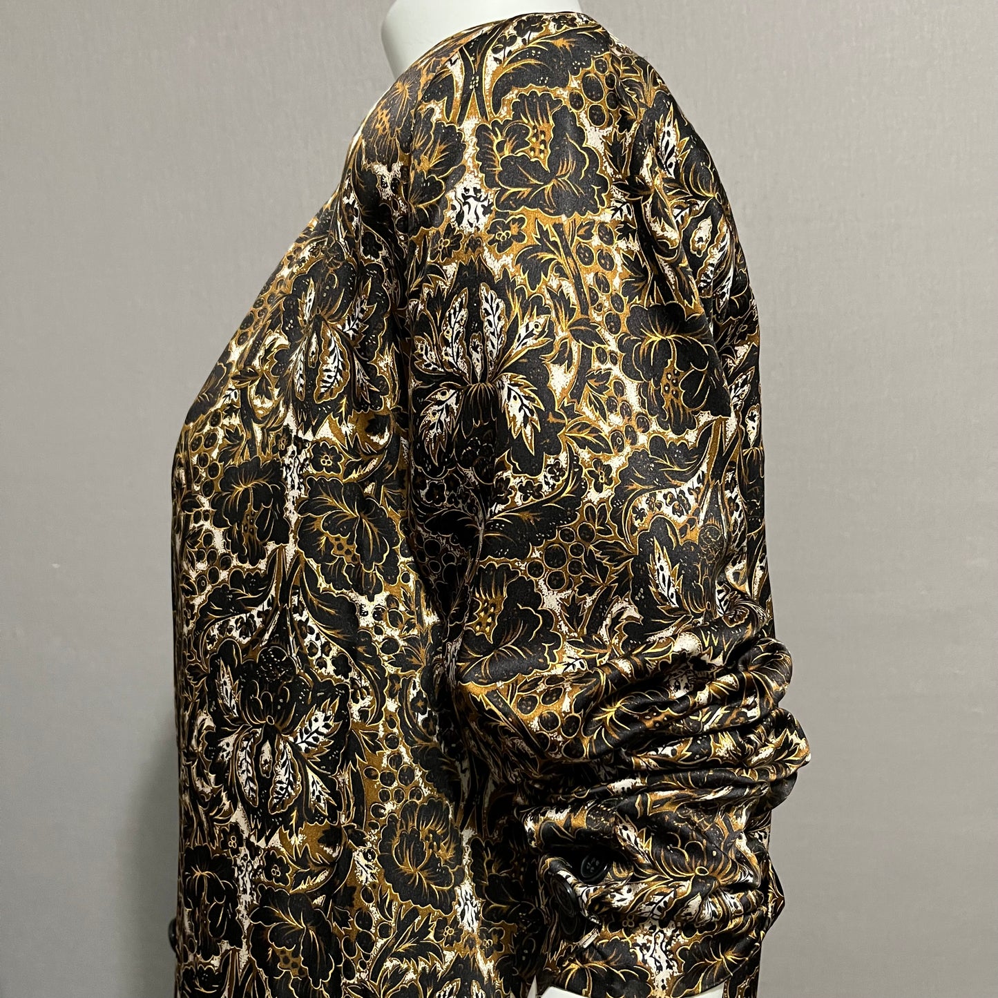 Vintage Austin Reed 100% Silk Brown | Black | Gold Floral Blazer Sz-10