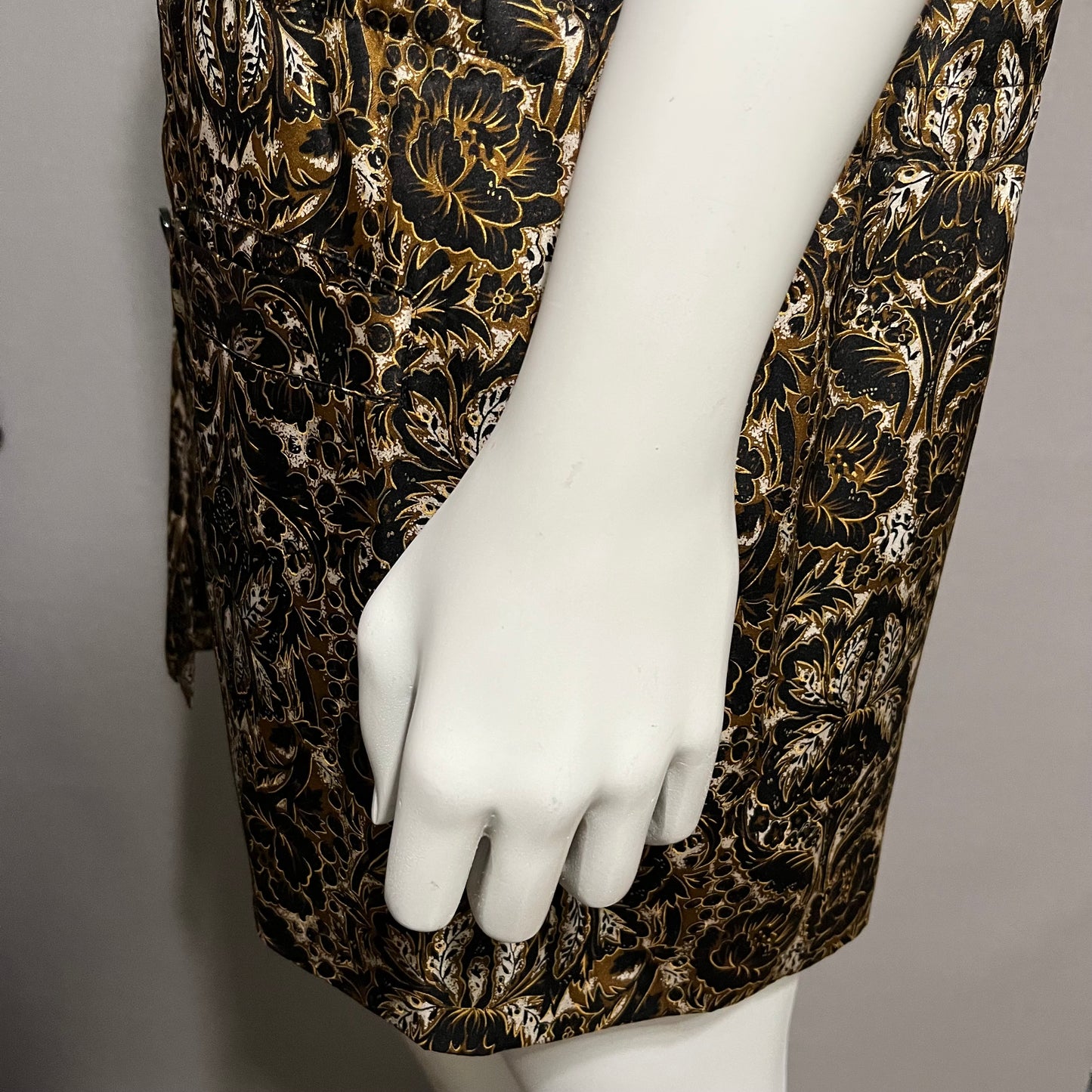 Vintage Austin Reed 100% Silk Brown | Black | Gold Floral Blazer Sz-10