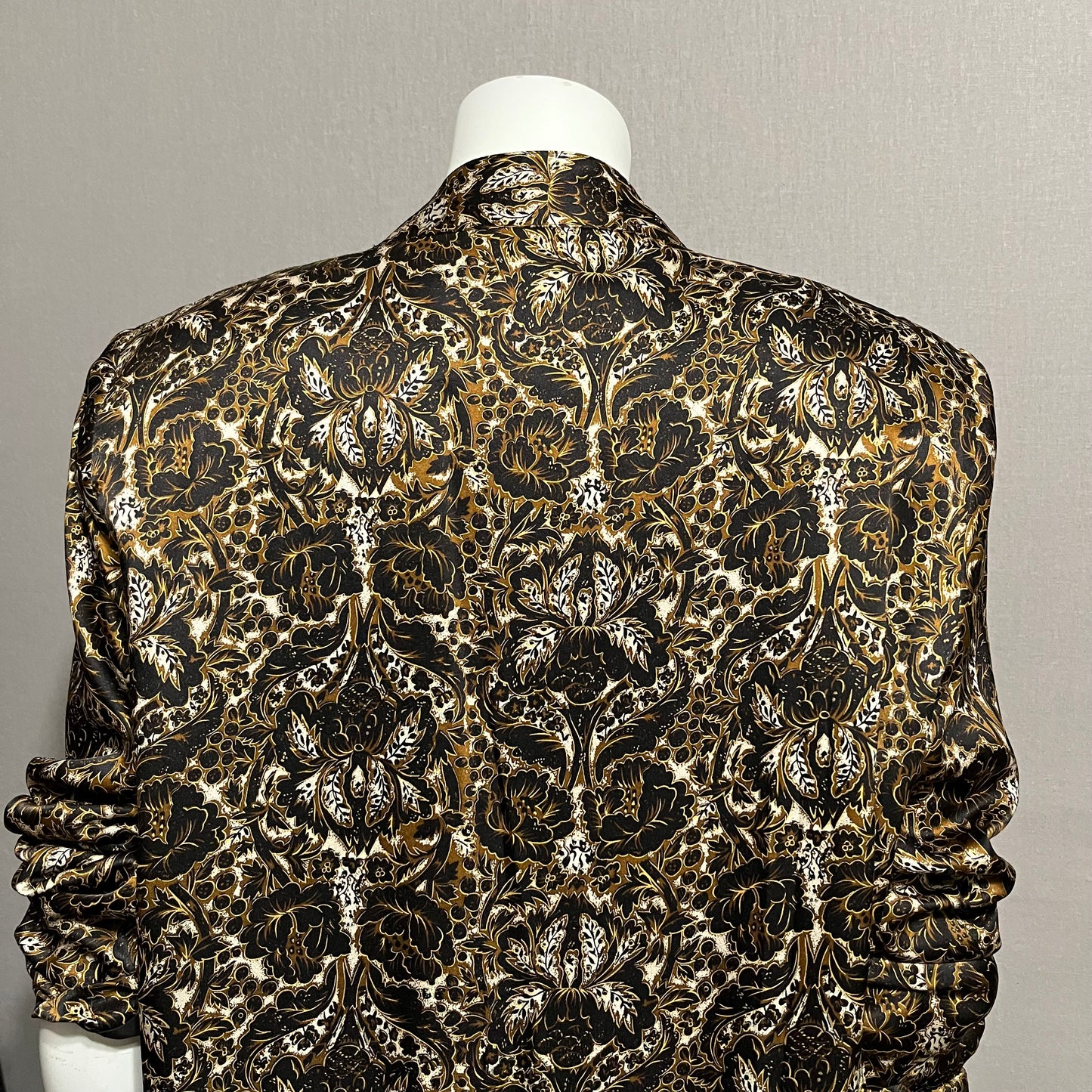 Vintage Austin Reed 100% Silk Brown | Black | Gold Floral Blazer Sz-10