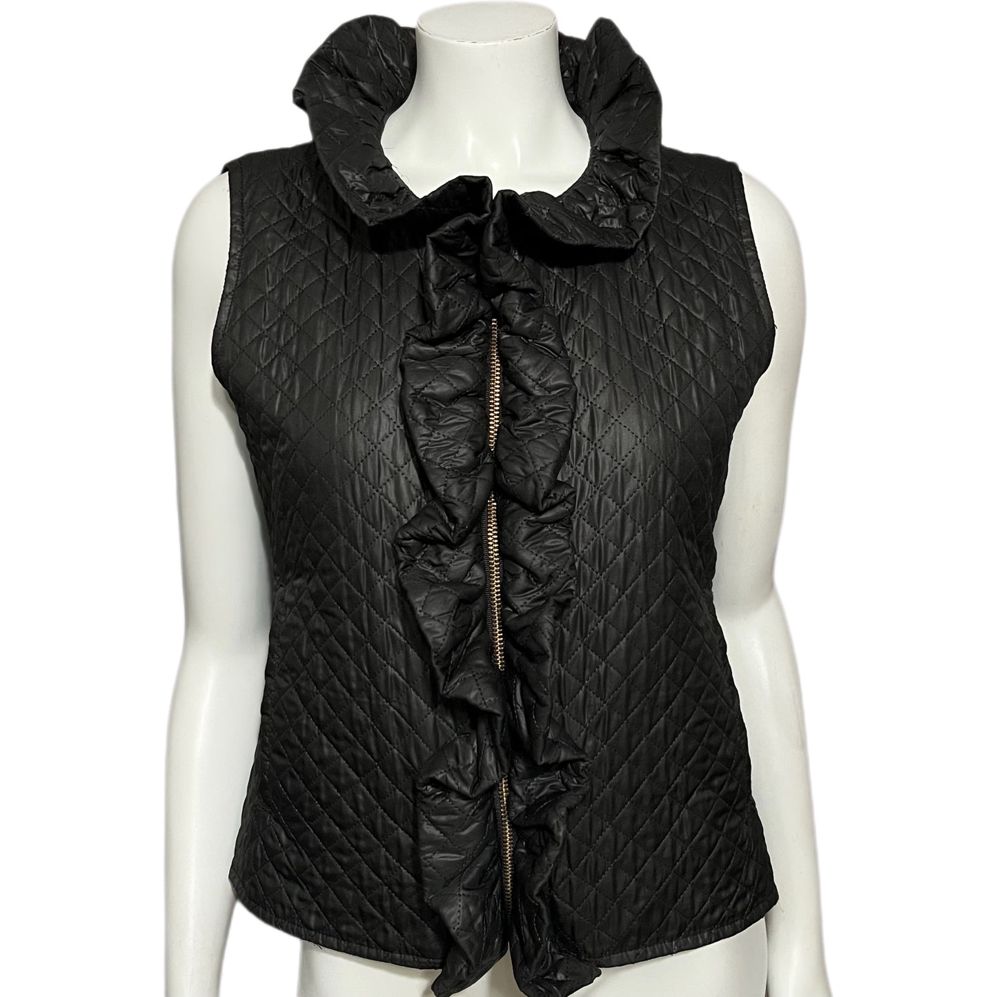 Sara Campbell Biack Ruffle Collar Vest Sz-Large