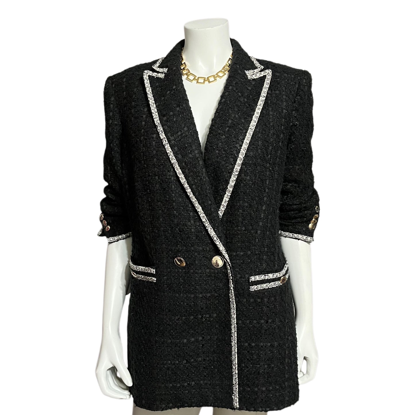 Ann Taylor Black Tweed Blazer Sz-Large