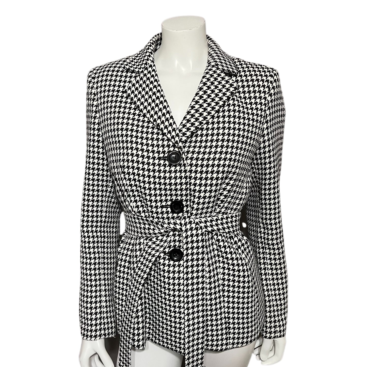 Jones Studio Black Houndstooth With Tie Blazer Sz-8