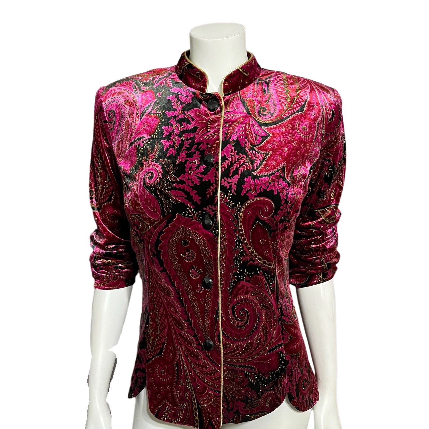 RK Evening Fushia Paisley Stretch Blouse Sz-Medium