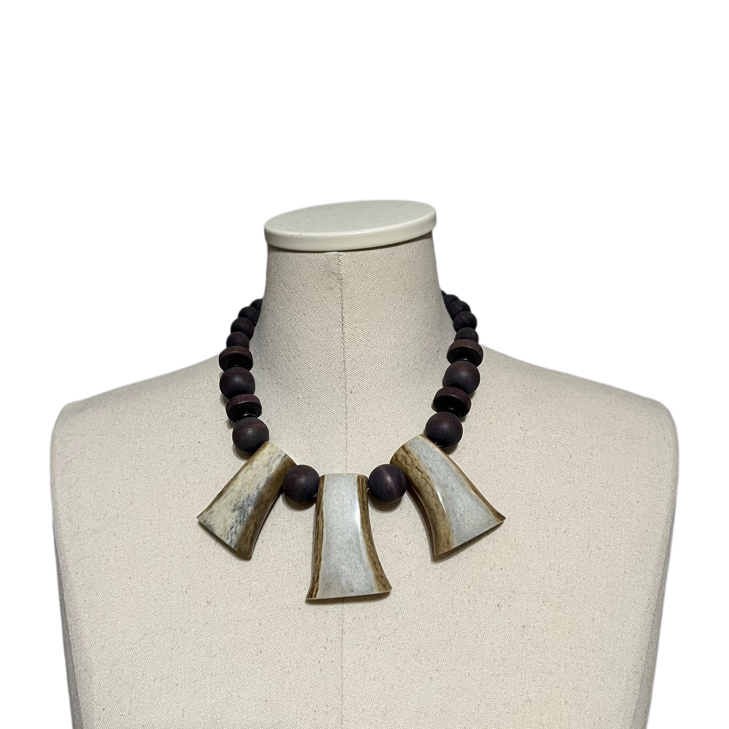 Gray & Ivory Unique 3 Statement Beaded Necklace