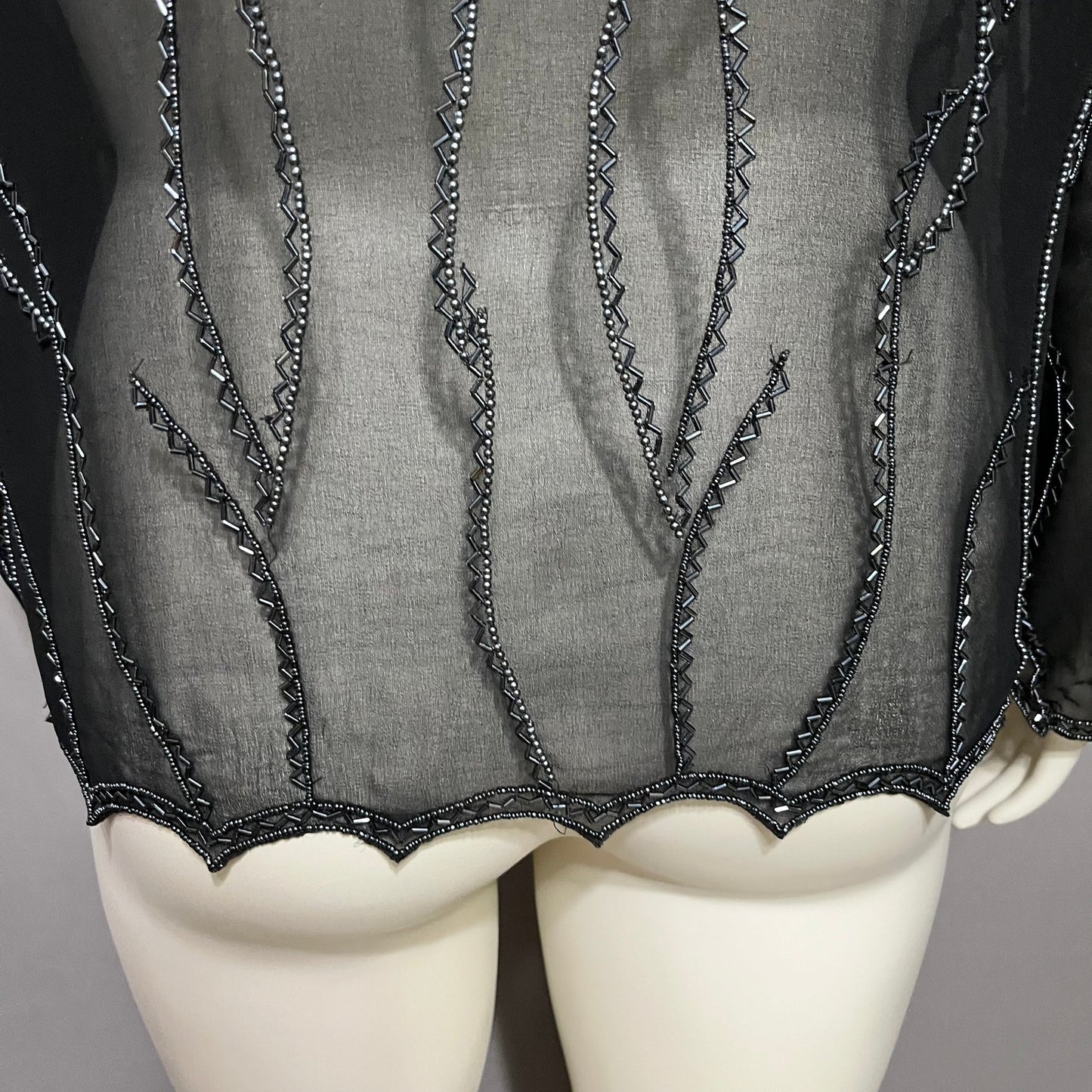 JKara New York Sheer Beaded Open Front Dressy Open Cardigan Blazer Sz-XL