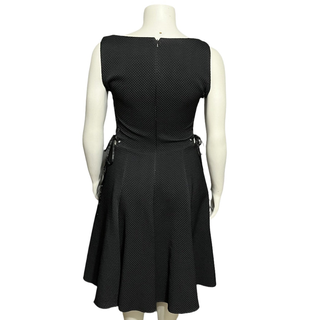 Jovani Black Quilted Laced Side Flare Dress Sz-14