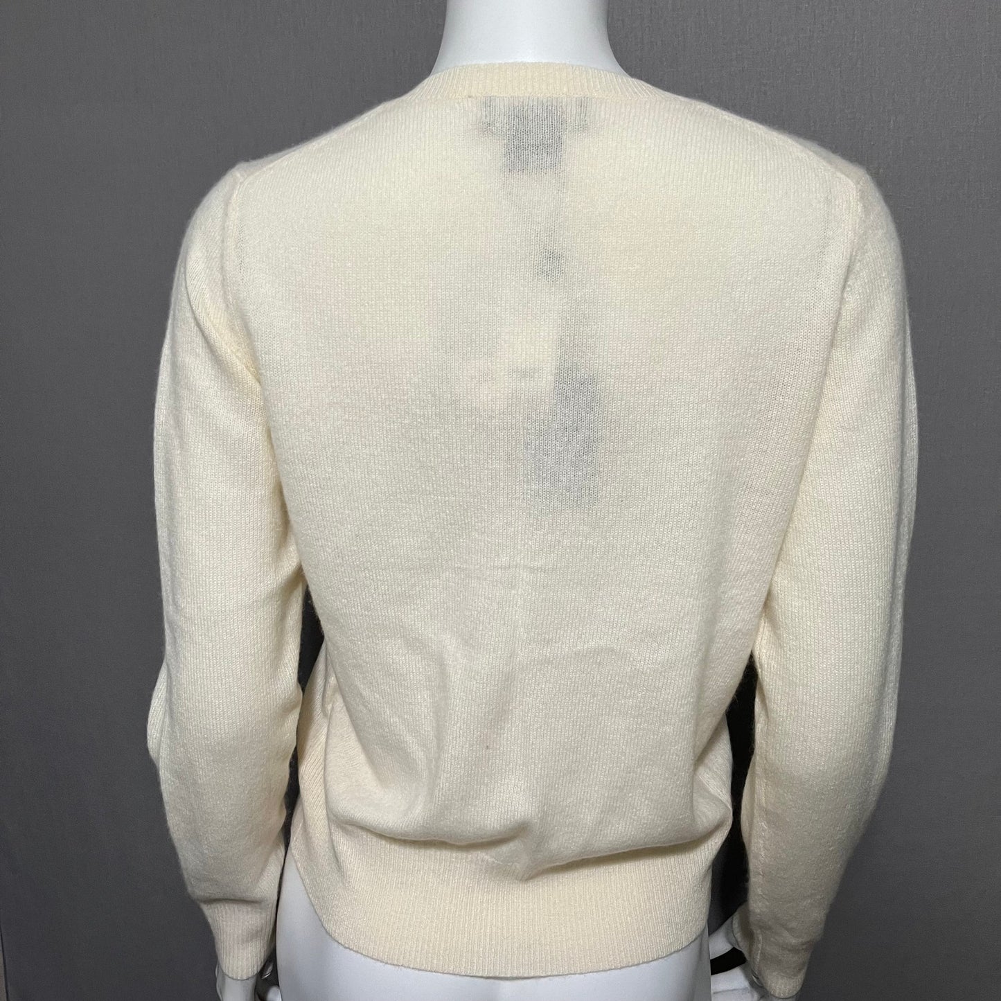 Lord & Taylor Cream 100% Cashmere Button Front Cardigan Sz-Medium Petite