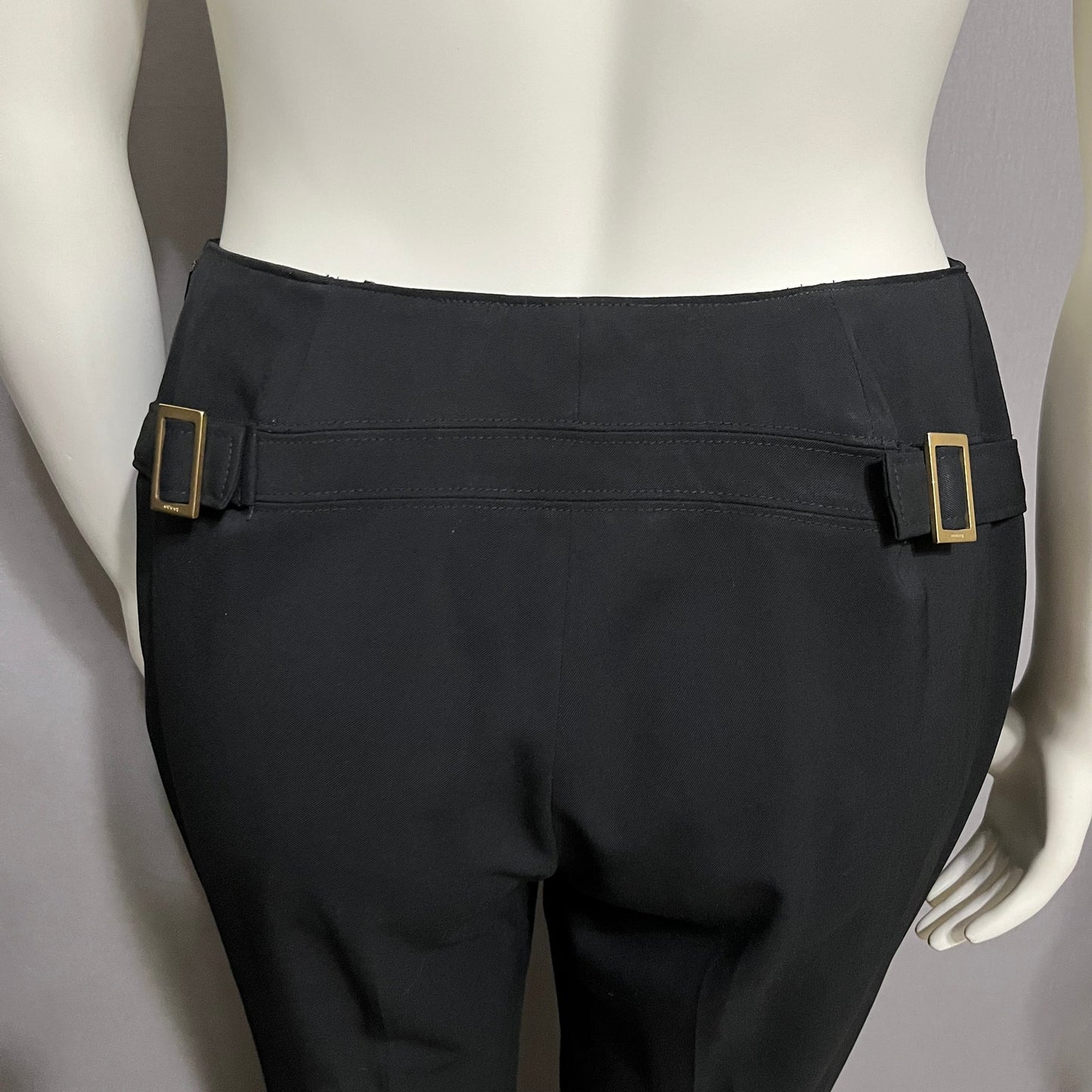 Gucci Black Flat Front Career Gold Buckle Trouser Pant Sz-48 (Large)