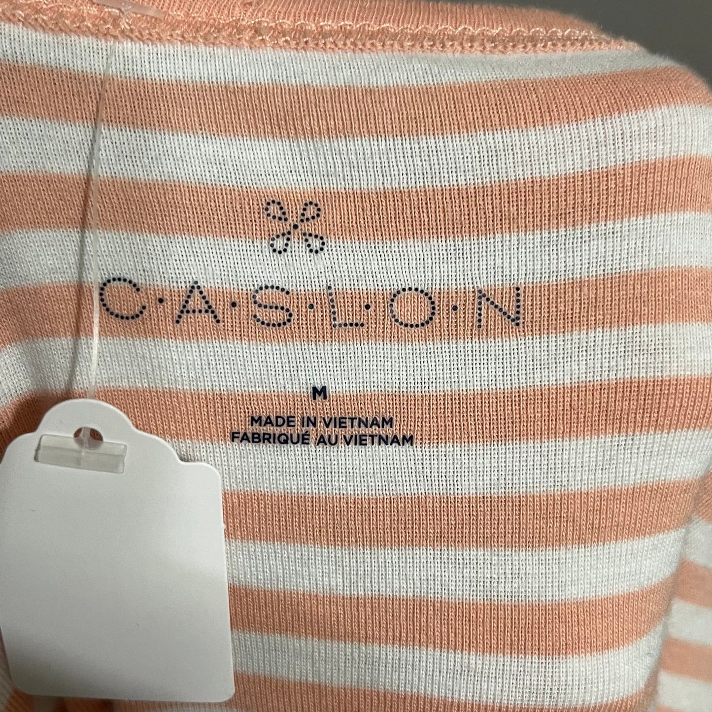 Caslon Peach Striped 100% Cotton Knit Short Sleeve Top Sz-Medium