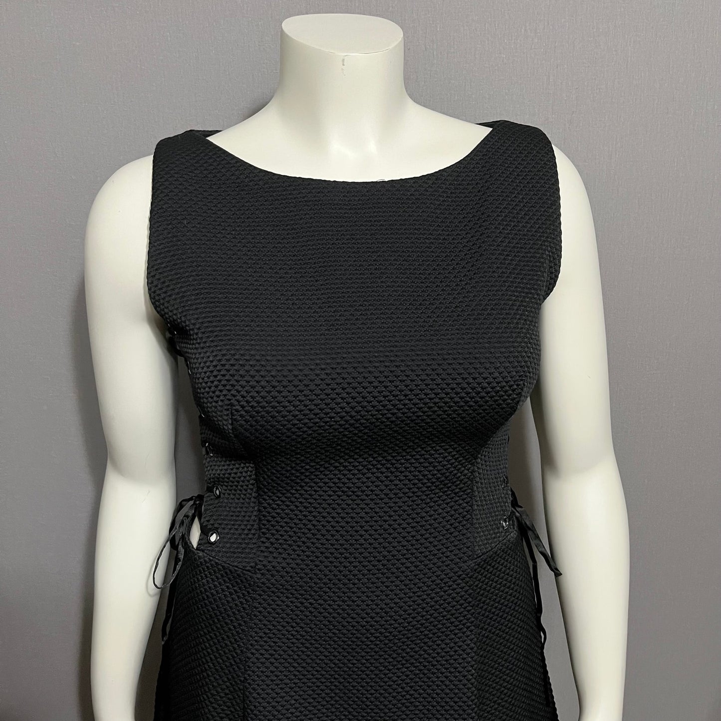 Jovani Black Quilted Laced Side Flare Dress Sz-14