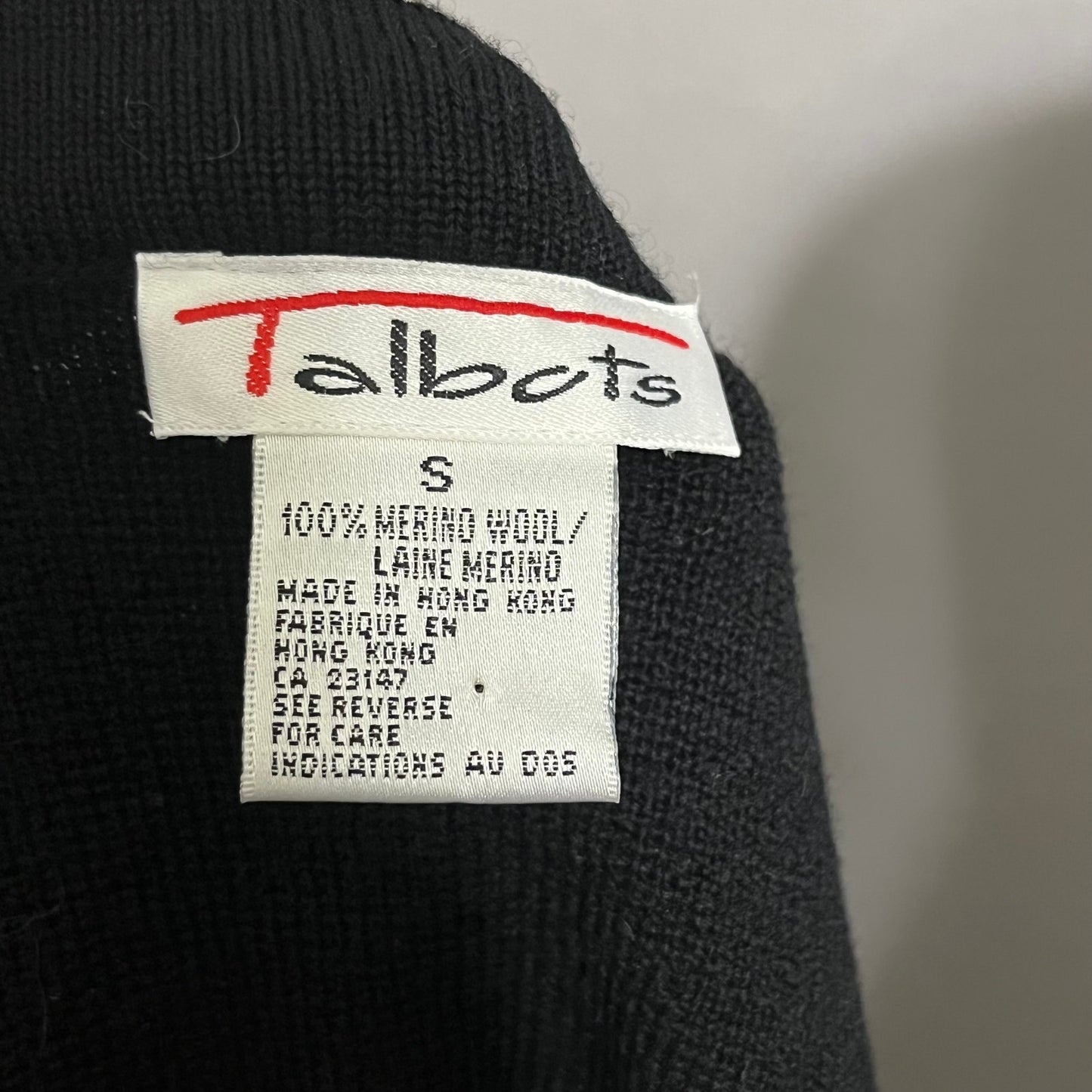 Talbots Black 100% Merino Wool Gold Button Front Cardigan Sz-Small