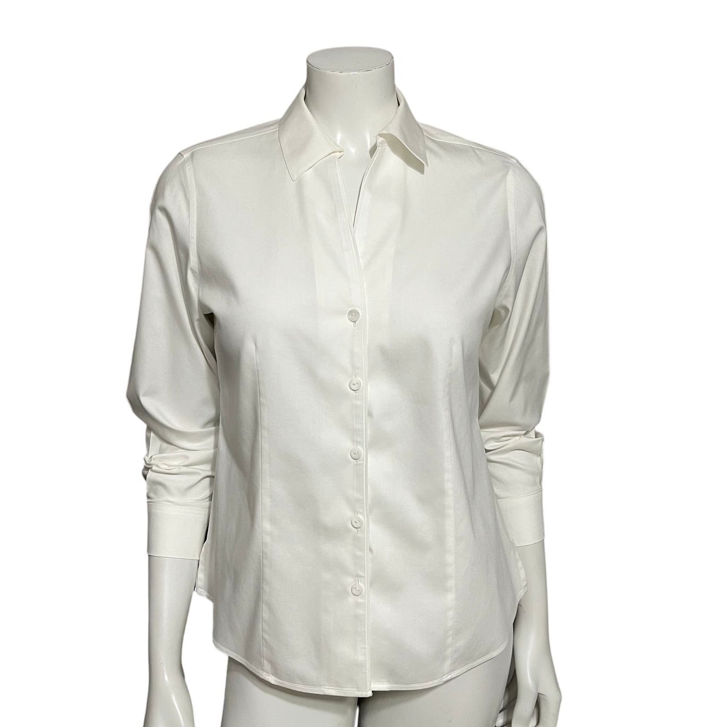 Foxcroft No Iron 100% Cotton Button Front Shirt Sz-8 Petite