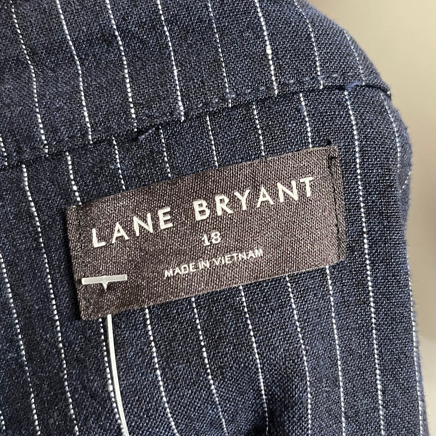 Lane Bryant Navy Linen / Cotton Striped Lightweight Jacket Sz-18