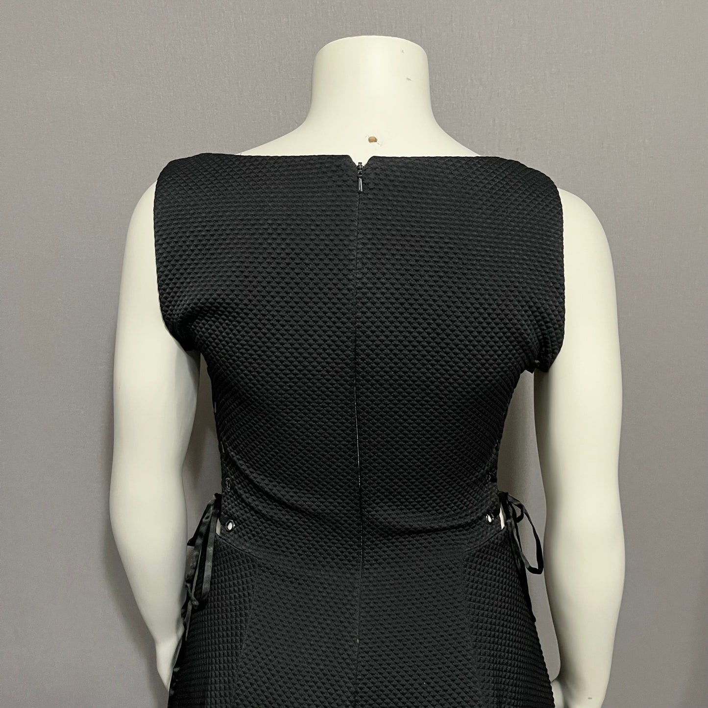 Jovani Black Quilted Laced Side Flare Dress Sz-14