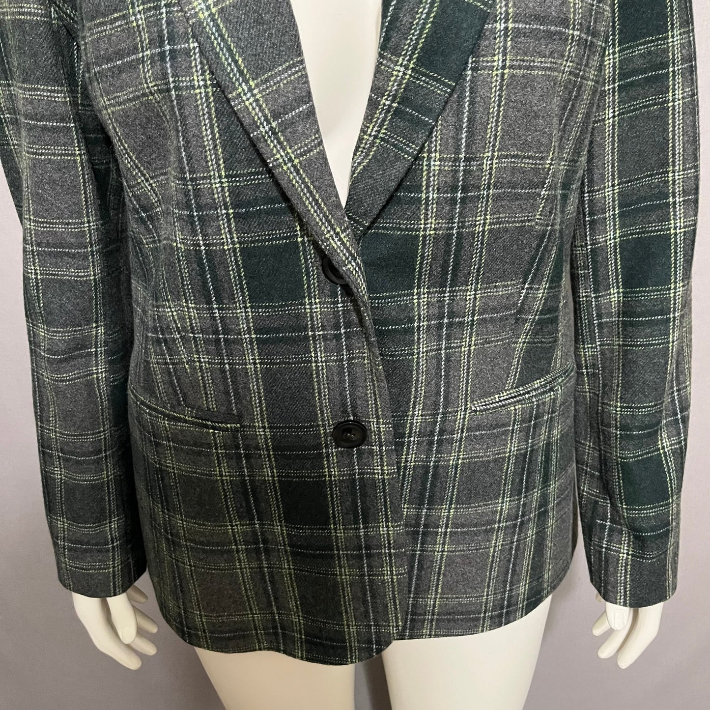 Chadwicks Green Plaid Wool Blend Blazer Sz-12