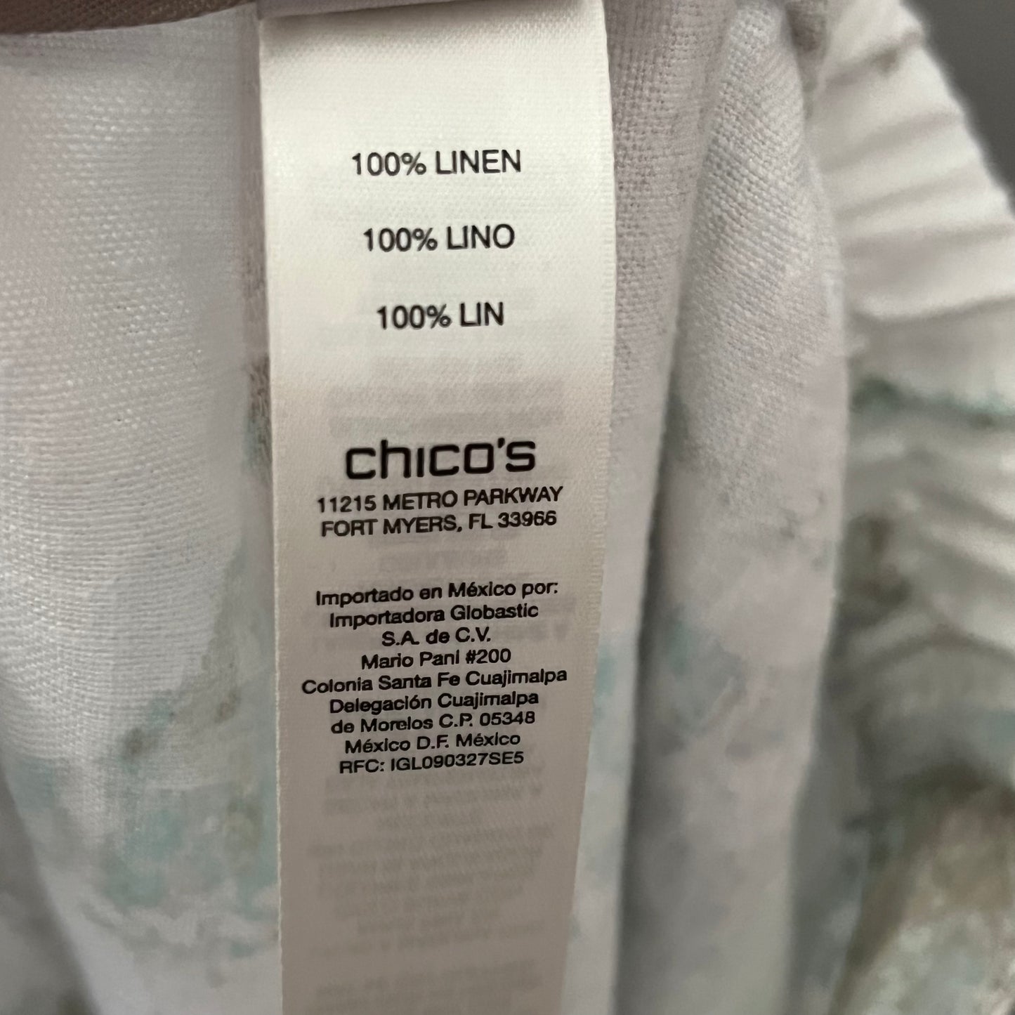 Chicos 100% Linen White/ Brown/ Paisley Pants Sz-1