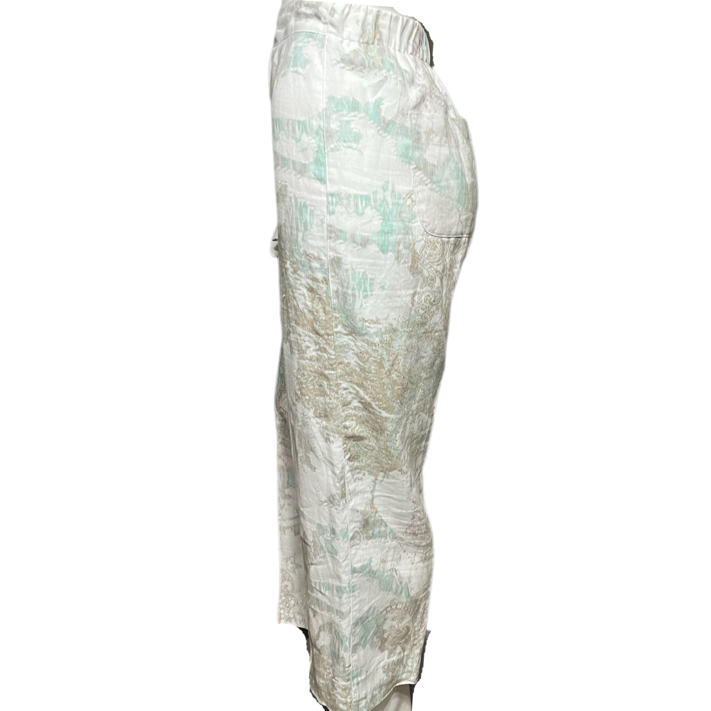 Chicos 100% Linen White/ Brown/ Paisley Pants Sz-1