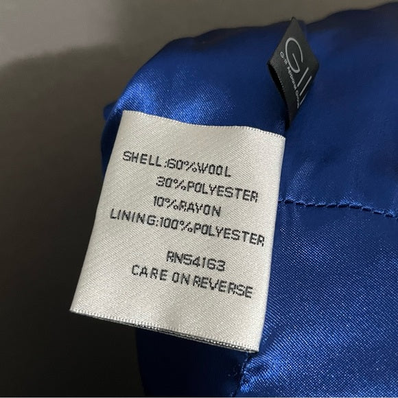 Kenneth Cole Cobalt Blue Wool Blend Coat Sz-6