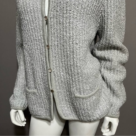 Objectives Gray Boucle Acrylic Button Front Cardigan Sz-Large