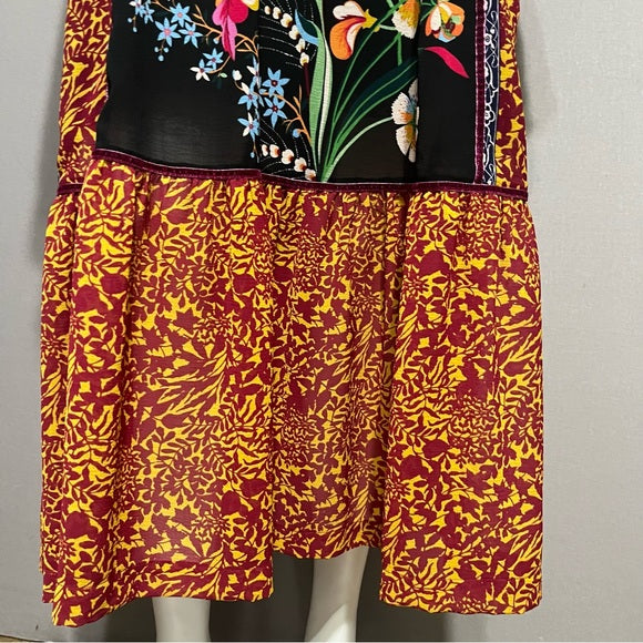 Anthropologie Floral Long Sleeve Sheer Boho Maxi Dress Sz-8