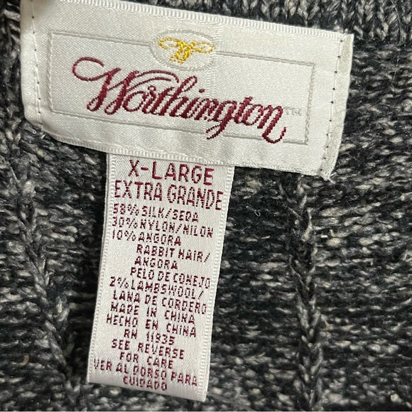 Worthington Neutral Silk & Rabbit Hair Patched Square Sweater Vest Sz-XL (Flaw)