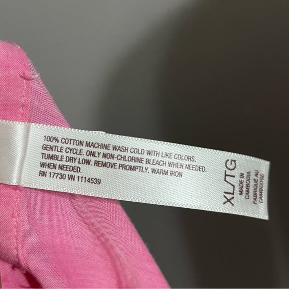 Gilligan & O’Malley Pink 100% Cotton Sleepwear Long Button Front Shirt Sz-XL