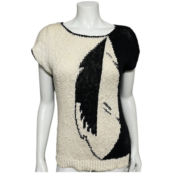 Segue Vintage Artsy Ramie Cotton Cap Sleeve Lightweight Sweater Sz-Large (runs smaller)