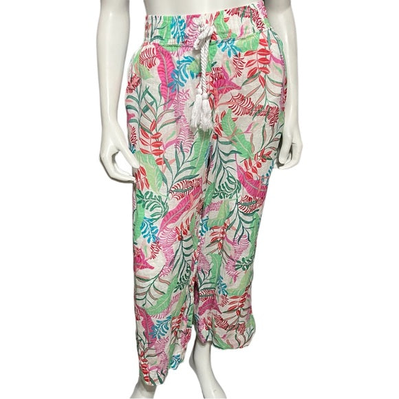 ⭐️Cynthia Rowley 100% Linen Hawaiian Floral Pants Sz-Large