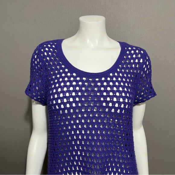 Jeanne Pierre 100% Crochet Open Knit Lightweight Sweater Sz-Large