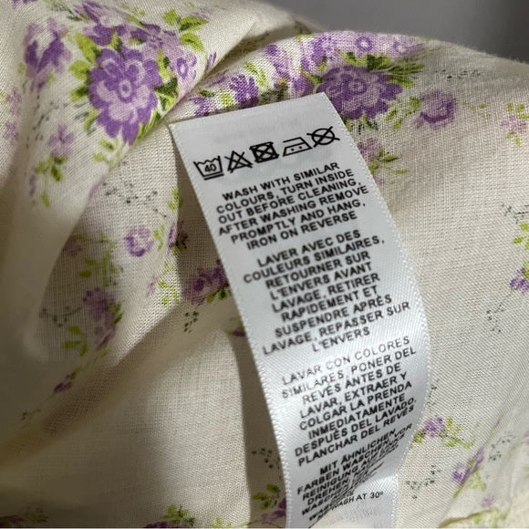 Asos 100% Cotton Purple Floral Ruffle Shirt Sz-14