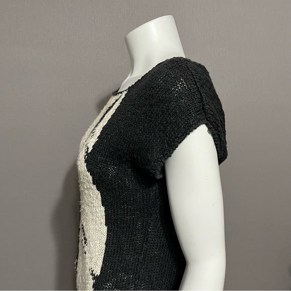 Segue Vintage Artsy Ramie Cotton Cap Sleeve Lightweight Sweater Sz-Large (runs smaller)
