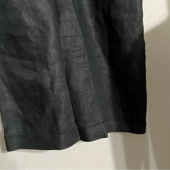 Liz Claiborne Black 100% Linen High Waisted Shorts Sz-2 Petite