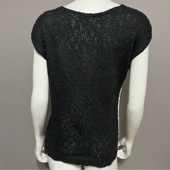 Segue Vintage Artsy Ramie Cotton Cap Sleeve Lightweight Sweater Sz-Large (runs smaller)