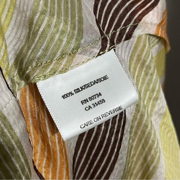 BCBG Green/Orange/Brown Silk Halter Blouse Sz-Large