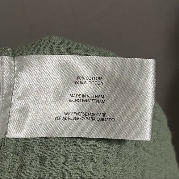 Green Textured Green 100% Cotton Tunic Dress Sz-Large