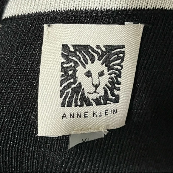 Anne Klein Black With White Trim Open Front Cardigan Sz-XL