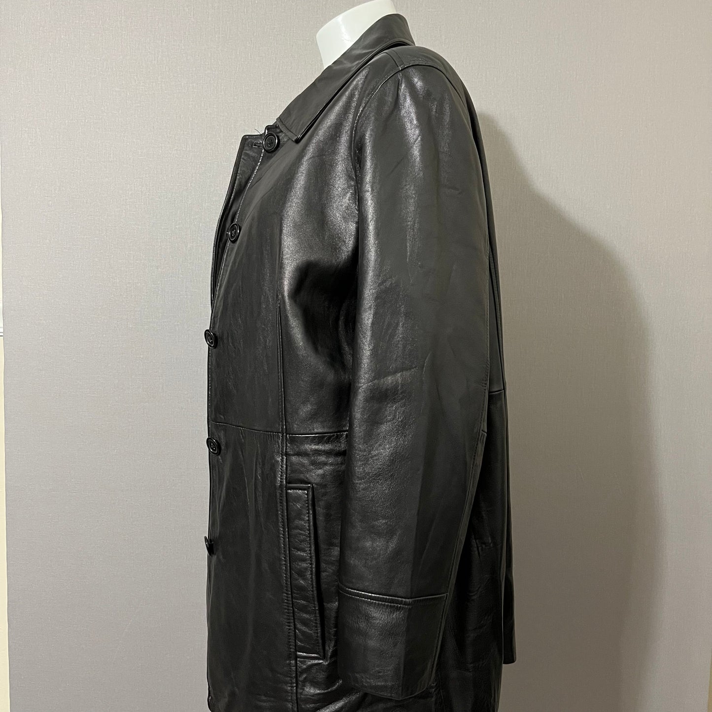 III State Black Longline Leather Jacket Sz-1X