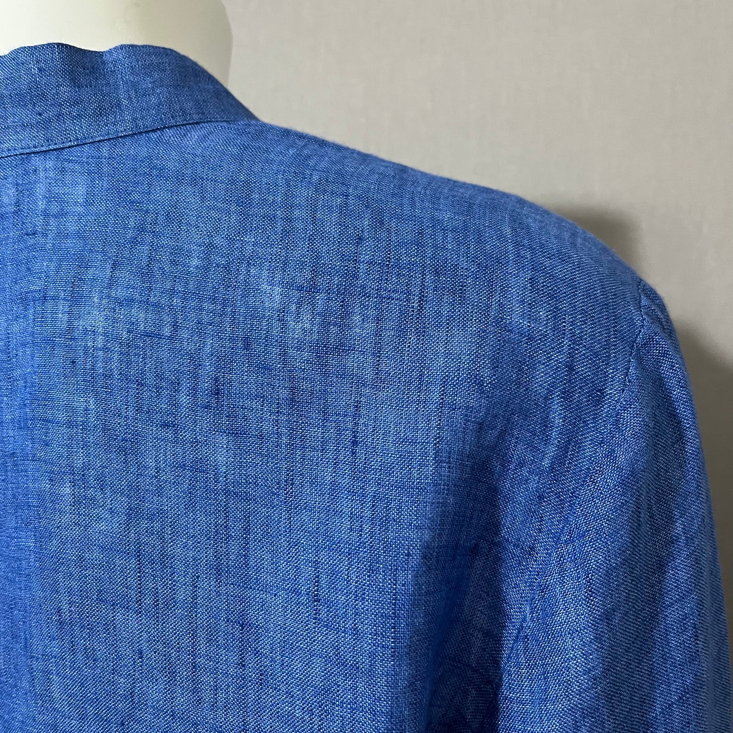 Nic & Zoe Blue 100% Linen Button Front Top Sz-Large