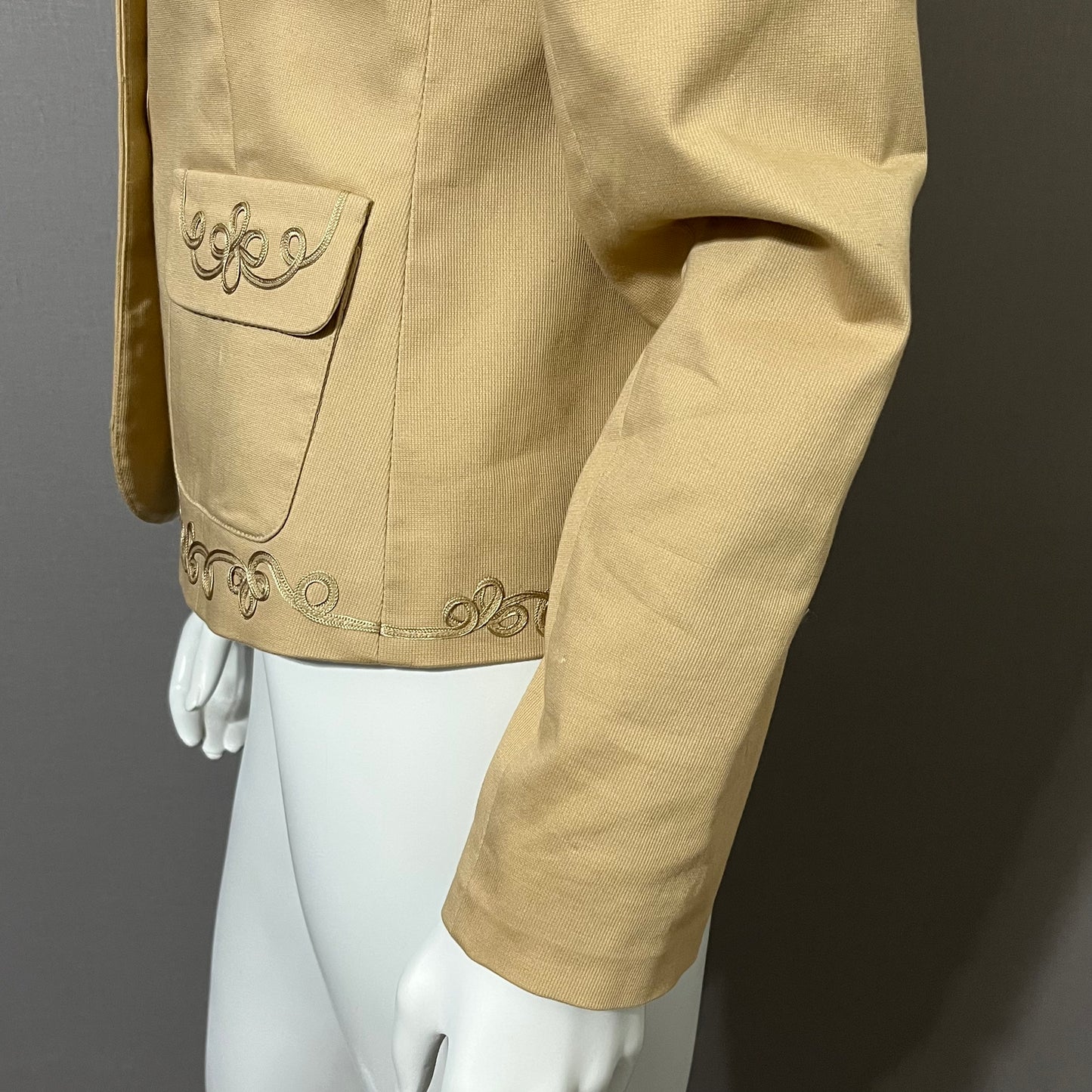 Josephine Chaus Tan Cotton Embroidered Blazer Sz-4