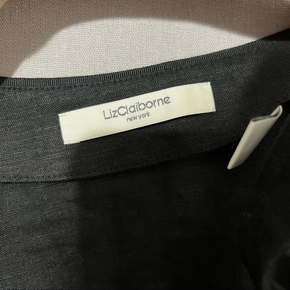 Liz Claiborne Black Linen Sleeveless Shell Top Sz Small