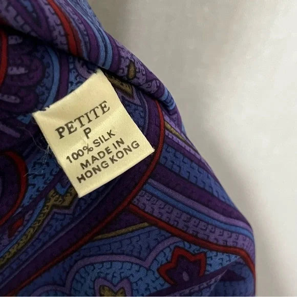 Vintage Ellen Tracy Silk Paisley Print Bomber Jacket Sz-Medium Petite