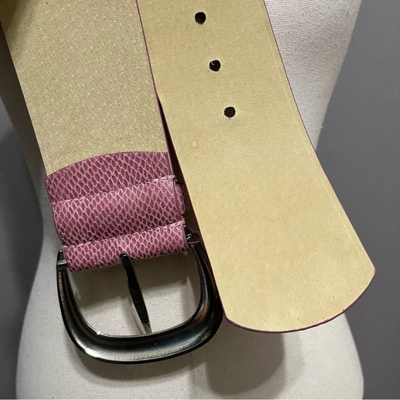 WHBM Pink Textured Extra Wide Silver Buckle Belt Sz-Medium/Large
