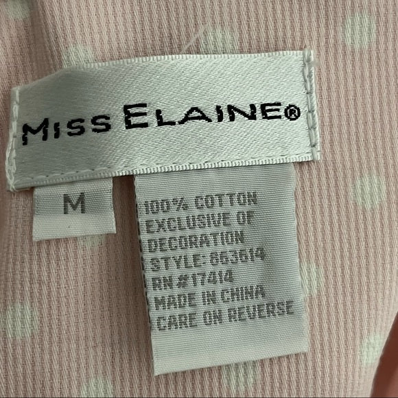 Vintage Miss Elaine Pink Polka Dot Cotton Zip Up Nightgown Sz-Medium