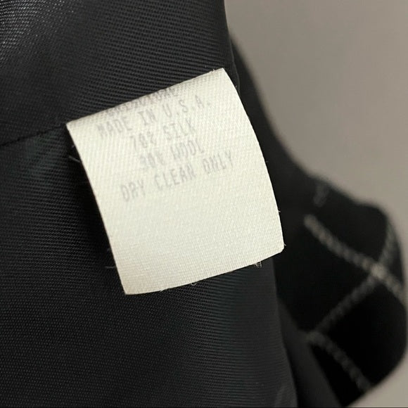 Vintage Criscione Black Windowpane Jeweled Wool Silk Blazer Sz-Large